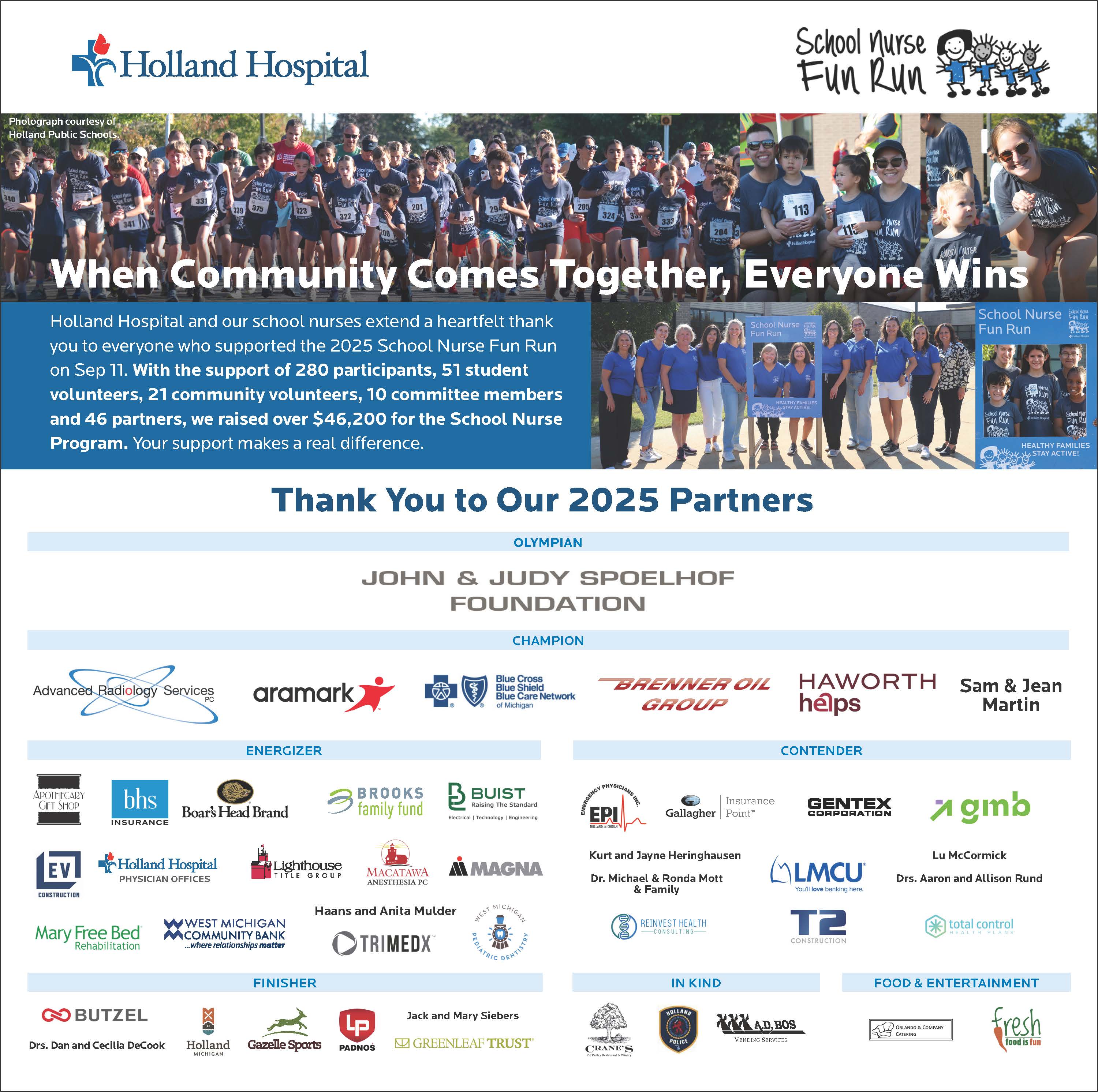 School Nurse Fun Run Thank You 2025